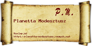 Planetta Modesztusz névjegykártya